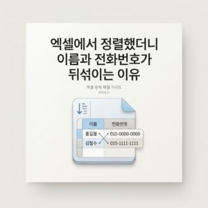 ai thumbnail minimal 엑셀에서 정렬했더니 이름과 전화번호가 뒤섞이는 이유 1792840237